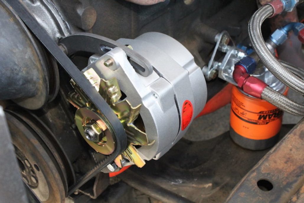 V belt alternator pulley top